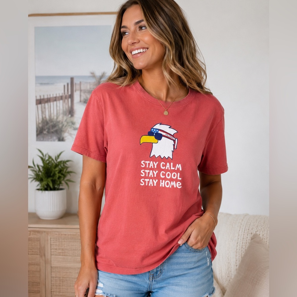 Life Is Good Crusher Tee Women’s XXL Stay Calm Stay Cool Stay Home T-Shirt